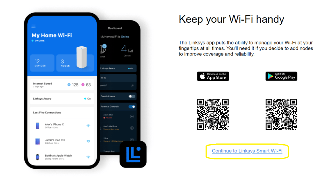 Logging into the Linksys Web interface.