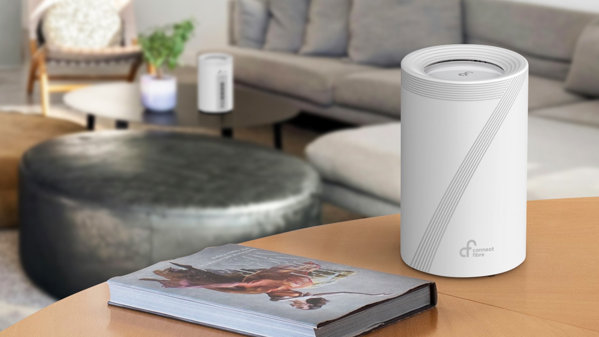 TP-Link Wi-Fi 7 router sat on table in a stylish modern home
