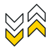 Two downwards pointing arrow heads next to two upwards pointing arrow heads. The bottom two arrows are yellow.