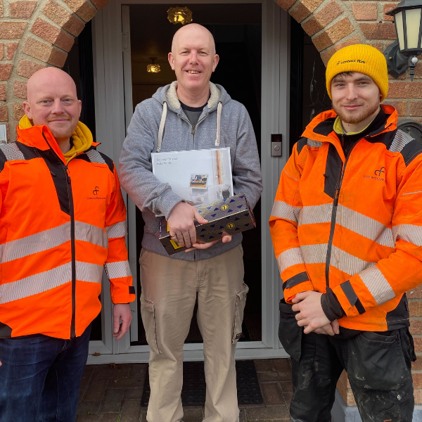 Connect Fibre's first Full Fibre broadband customer in Hockley, Essex