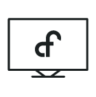 Tv screen with the Connect Fibre CF logo on.